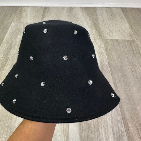 Kate Spade New York Rhinestone Embellished Cloche Bucket Hat in Black - Picture 3 of 6